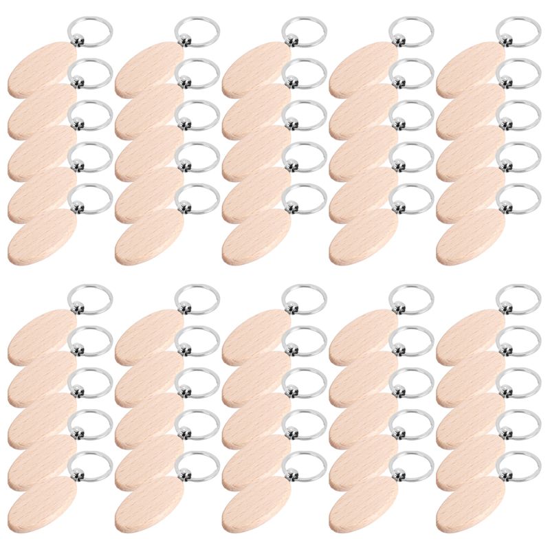 Wood Ring Blank - AT05-1Set Wooden Keychain Oval Wood Engraving