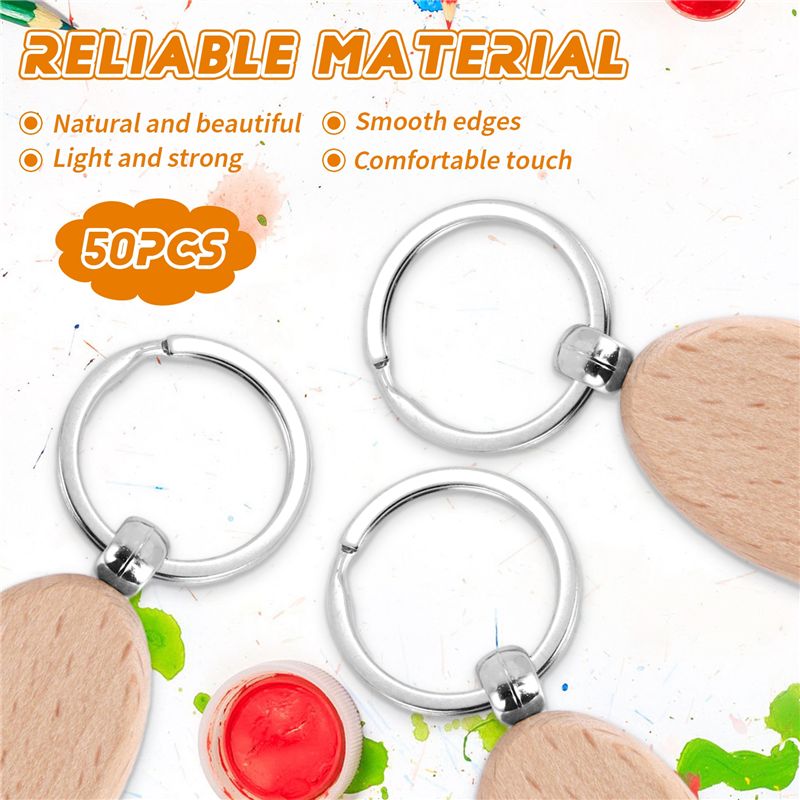 AT05-1Set Wooden Keychain Oval - огляд і ціна Wood Ring Blank