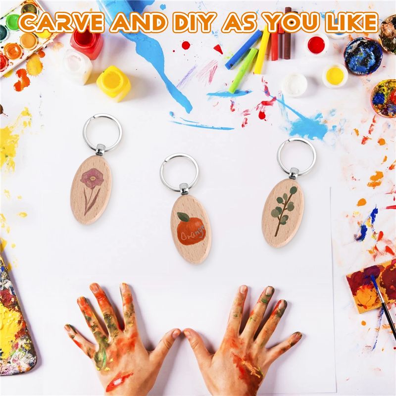 AT05-1Set Wooden Keychain Oval - огляд і ціна Wood Ring Blank