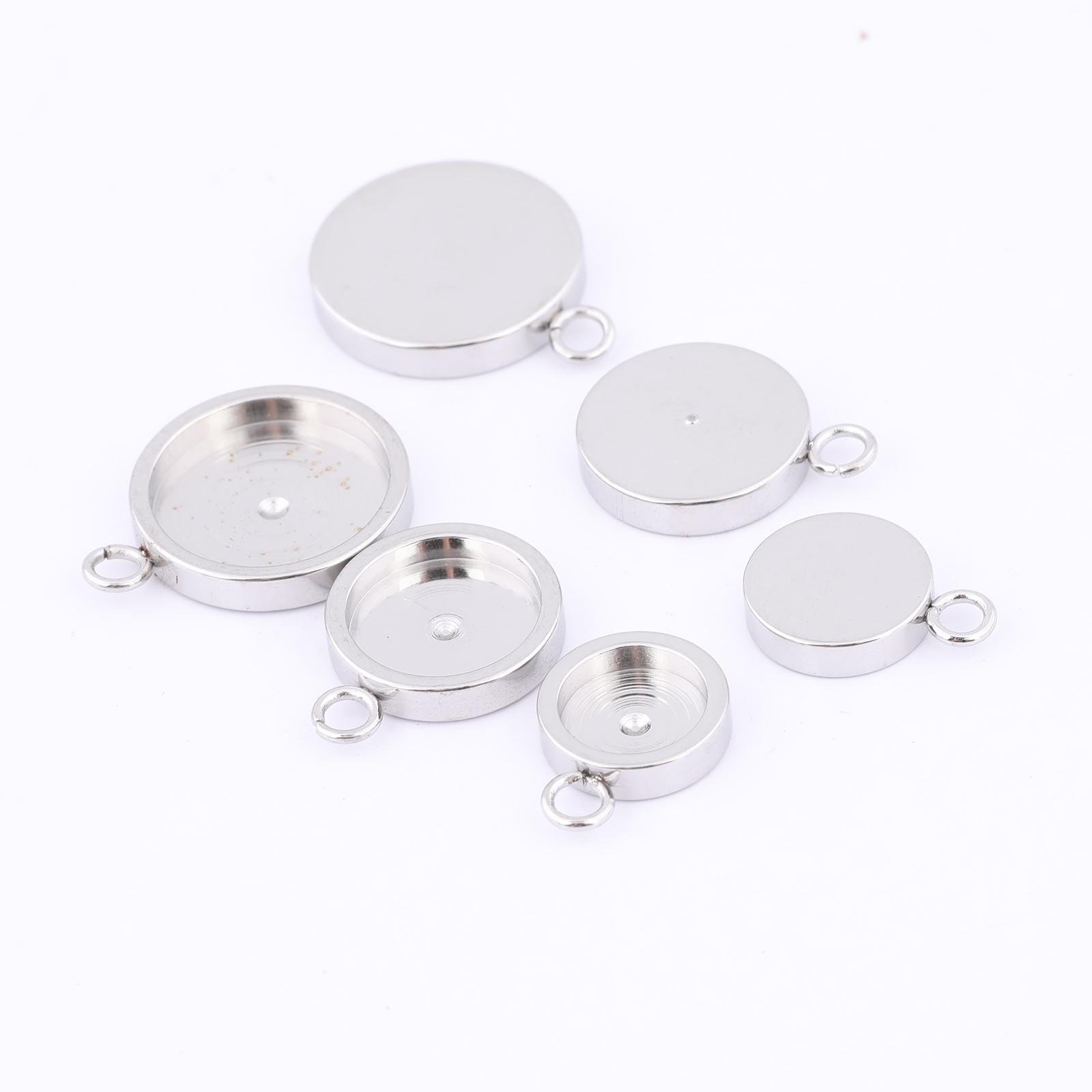 20pcs Stainless Steel 6mm 8mm  - огляд і ціна Bezels Set Pendant