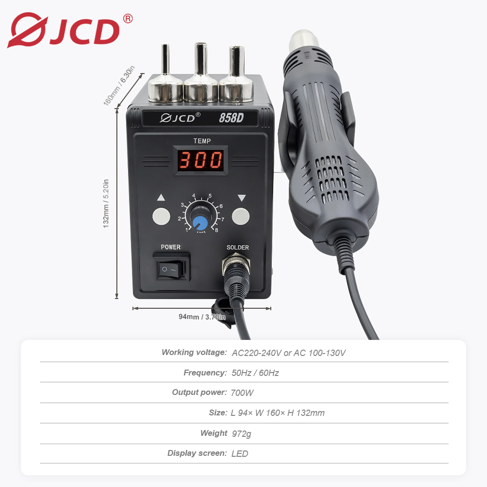 JCD Hot Air Gun 858D 700W BGA  - огляд і ціна Heat Gun Small